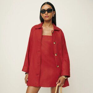 The Reformation - Irene Linen Jacket in Sundried Tomato